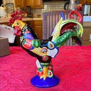 Colorful Vintage Ceramic Rooster Figurine— poultry in motion  Sharon Neuhaus